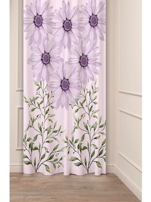 Greendecor Çiçekli Estetik Minimalist Desenli Özel Tasarım Dijital Baskılı (Tek Kanat) Modern Şık Fon Perde