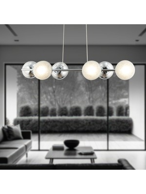 Normadia Modern 6'lı Krom Avize, Mutfak, Yemek Odası, Yatak Odası ve Salon Için Şık Aydınlatma