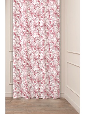 Greendecor Çiçekli Yapraklı Desenli Özel Tasarım Dijital Baskılı (Tek Kanat) Modern Şık Tasarımlı Fon Perde