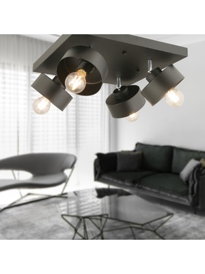 Normadia Şık Siyah 4'lü Modern Retro Plafonyer, Genç Odası, Mutfak ve Salon Için