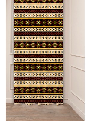 Greendecor Otantik Anadolu Motifleri Eski Antik Desenli Özel Tasarım Dijital Baskılı (Tek Kanat) Şık Fon Perde