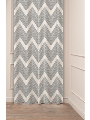 Greendecor Desenli Geometrik Çizgili Otantik Özel Tasarımlı Dijital Baskılı (Tek Kanat) Şık Modern Fon Perde
