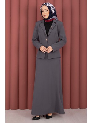 HP Business Blazer Ceket Etek Ikili Takım Gri