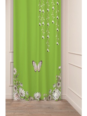 Greendecor Müzik Nota Şarkı Şiir Bohem Desenli Özel Tasarım Dijital Baskılı (Tek Kanat) Modern Şık Fon Perde