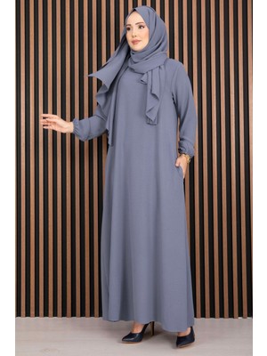 DF Elbise & Uyumlu Şal Tesettür İkili Kombin Gri