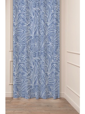 Greendecor Çiçekler Yaprak Papatya Pastel Bohem Özel Tasarım Dijital Baskılı (Tek Kanat) Bej Krem Şık Fon Perde