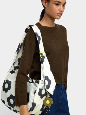 Parfois Çiçek Desenli Teknik Kumaş Omuz Çantası M