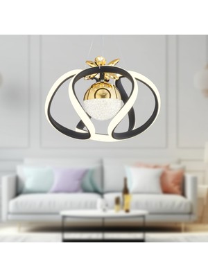 Normadia Şık Siyah Gold 3 Renkli 40W LED Modern Oturma ve Salon Avizesi