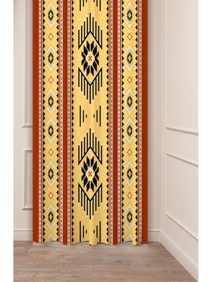 Greendecor Otantik, Anadolu, Etnik Desenli Özel Tasarım Dijital Baskılı (Tek Kanat) Modern Şık Fon Perde