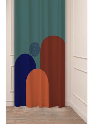 Greendecor Geometrik Çizgi Bohem Minimalist Soft Desenli Özel Tasarım Dijital Baskılı (Tek Kanat) Şık Fon Perde