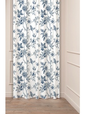 Greendecor Çiçekli Estetik Sade Eski Tarz Desenli Özel Tasarım Dijital Baskılı (Tek Kanat) Modern Şık Fon Perde