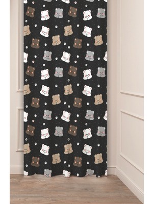 Greendecor Ayıcık Oyuncak Desenli Tasarımlı Dijital Baskılı Modern (Tek Kanat) Şık Çocuk Odası Fon Perde