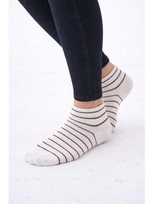 The Huez 3 Çift Çizgili Kadın Çorabı,pamuklu-Nefes Alabilen,terletmez Yumuşak Patik Çorap