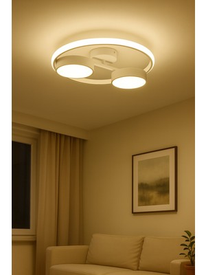 Normadia Modern Beyaz Ledli 2'li Avize, Yatak Odası, Salon ve Giyinme Odası Için