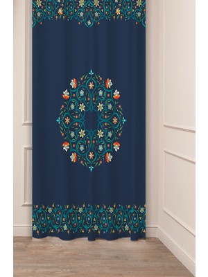Greendecor Etnik Çiçek Antika Desenli Bohem Model Özel Tasarım Dijital Baskılı (Tek Kanat) Modern Şık Fon Perde