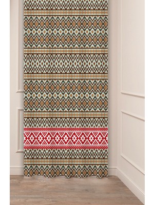 Greendecor Otantik, Anadolu, Etnik Desenli Özel Tasarım Dijital Baskılı (Tek Kanat) Modern Şık Fon Perde