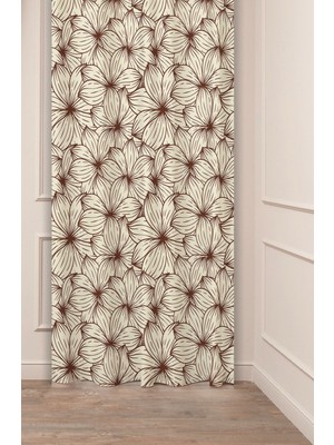 Greendecor Çiçekli Yapraklı Desenli Özel Tasarım Dijital Baskılı (Tek Kanat) Modern Şık Tasarımlı Fon Perde