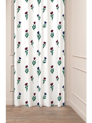 Greendecor Çiçekli Yapraklı Desenli Özel Tasarım Dijital Baskılı (Tek Kanat) Modern Şık Tasarımlı Fon Perde