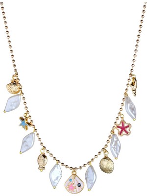 Klips Concept Sedef ve Deniz Objeler Dizi Zincir Kolye