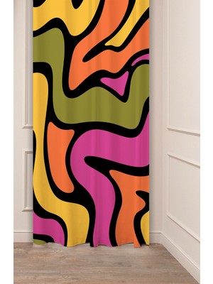 Greendecor Bohem Vazo Çiçek Yaprak Desenli Özel Tasarım Dijital Baskılı (Tek Kanat) Soft Modern Şık Fon Perde