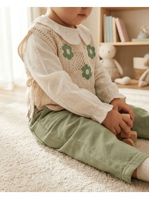 Babyrose Bayramlık Kız Çocuk 6-7-8 Yaş Yeşil Çiçek Desenli 3'lü Takım