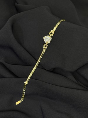 14K Gold Renk Kaplama cm Zirkon Kalp Bileklik