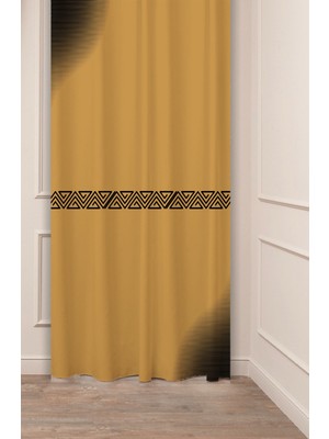 Greendecor Geometrik Çizgi Nokta Desenli Bohem Model Özel Tasarım Dijital Baskılı (Tek Kanat) Modern Fon Perde