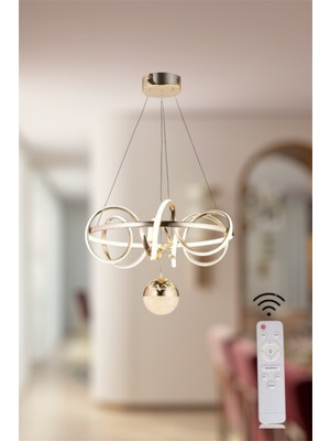 Normadia Modern Renkli Çember LED Avize, Kumandalı ve Dimmerli, Şık Tasarım