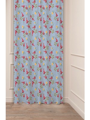 Greendecor Çiçekler Yaprak Papatya Pastel Bohem Özel Tasarım Dijital Baskılı (Tek Kanat) Bej Krem Şık Fon Perde