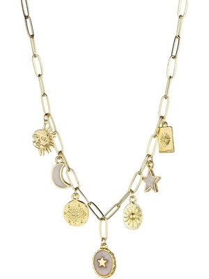 Klips Toptan Ay Yıldız Güneş Charmlı Kolye