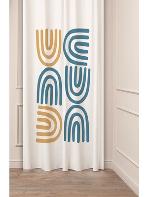 Greendecor Geometrik Desen Gökkuşağı Bohem Desenli Özel Tasarım Dijital Baskılı (Tek Kanat) Modern Fon Perde