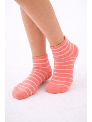 The Huez 3 Çift Çizgili Kadın Çorabı,pamuklu-Nefes Alabilen,terletmez Yumuşak Patik Çorap