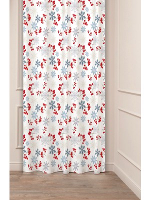 Greendecor Yılbaşı Çam Ağacı Noel Ağacı Kar Yeni Yıl Christmas Desenli Özel Tasarımlı Dijital Baskılı Fon Perde