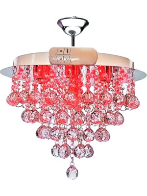 Normadia Renkli LED Yuvarlak Kristal Avize, Kumandalı 6'lı Set