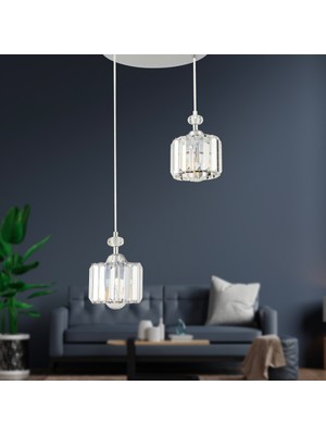 Normadia Şık Yuvarlak Sarkıt Avize, Kristalli ve Taşlı Modern Tasarım