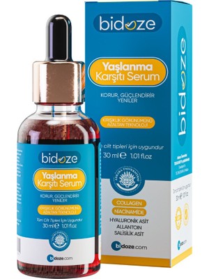 urfakent bilişim ve medya danışmanlık Bidoze Yaşlanma Karşıtı Serum 30 ml | Peptit Kompleksi Ginseng ve Kolajenli Kırışıklık Karşıtı