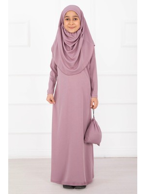 Md Tesettür Çocuk Namaz Elbisesi Pudra