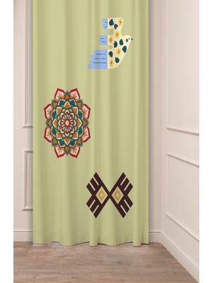 Greendecor Otantik, Anadolu, Etnik,bohem Desenli Özel Tasarım Dijital Baskılı (Tek Kanat) Modern Şık Fon Perde