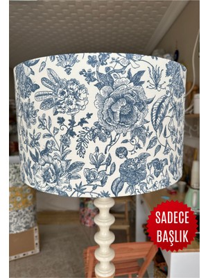 Apcasa Decor Vintage Çiçekli Toile De Jouy Lambader Başlığı Mavi