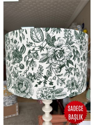 Apcasa Decor Vintage Çiçekli Toile De Jouy Lambader Başlığı Yeşil