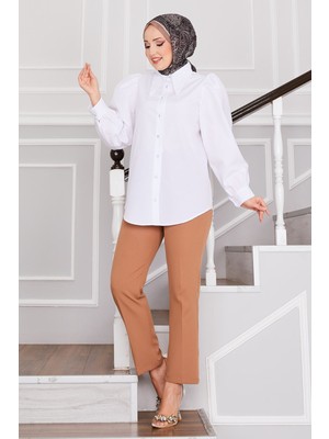 Md Balon Kol Tunik Beyaz
