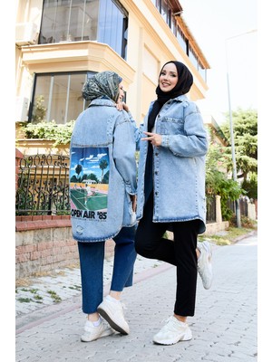 Arkası Baskılı Kot Ceket -14