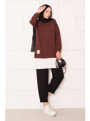 Eteği Pilise Garnili Salaş Tunik Kiremit
