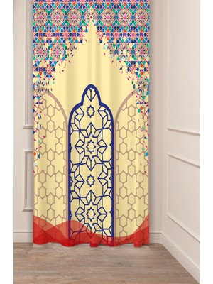 Greendecor Otantik, Anadolu, Etnik,bohem Desenli Özel Tasarım Dijital Baskılı (Tek Kanat) Modern Şık Fon Perde