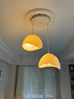 Normadia Modern 2'li Sarkıt Avize, Beton Görünüm, Rustik ve Bohem Tarz, E27 Ampul Dahil