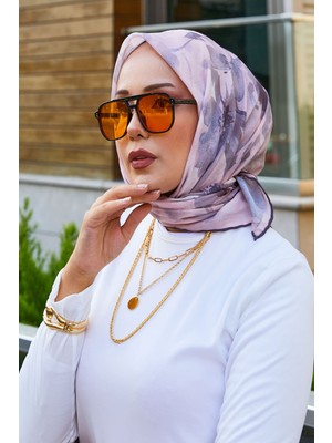 Msc Çiçek Desenli Eşarp Vizon