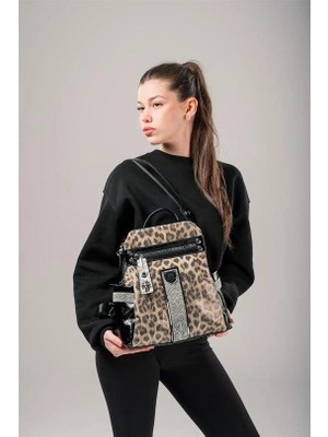No8 Home Poge Leopar Cilt Kol ve Sırt Çantası