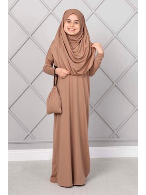 Md Tesettür Çocuk Namaz Elbisesi Sütlü Kahve
