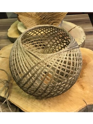 Normadia Şapkası ve Keten Ip Detaylı Dekoratif Avize Lambader Başlığı