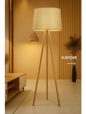 Normadia El Yapımı Doğal Rattan ve Ahşap Dekoratif Lambader, Şık ve Doğal Tasarım